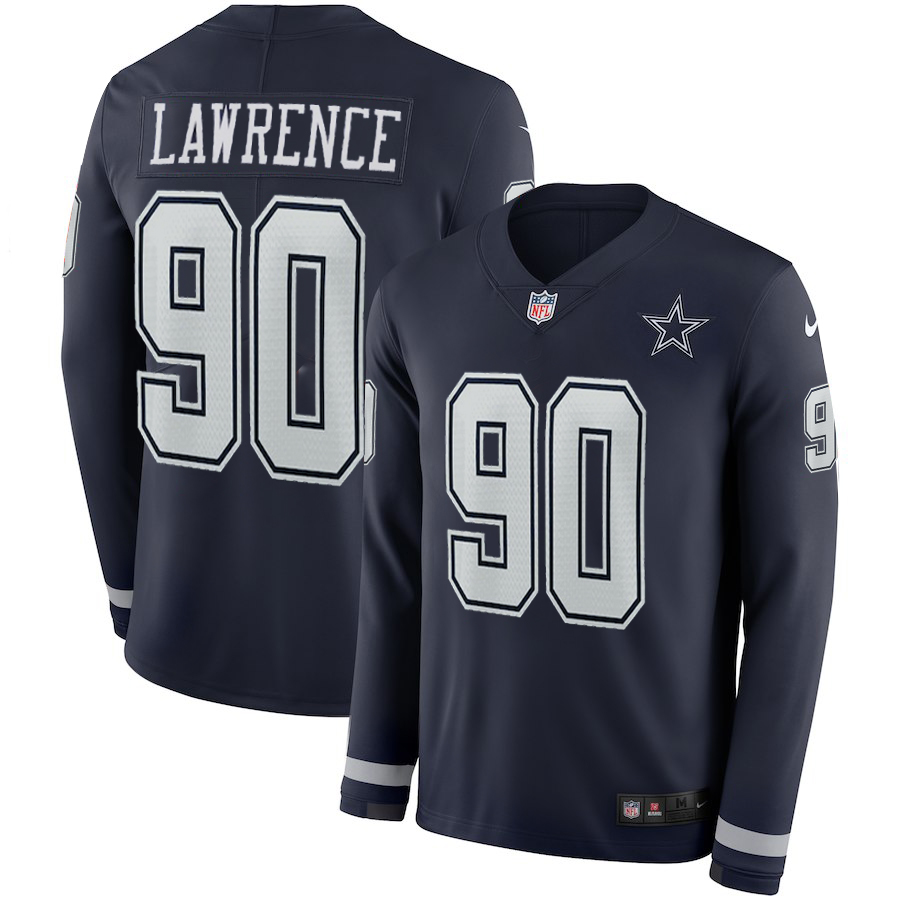 Men Dallas Cowboys #90 Lawrence blue Limited NFL Nike Therma Long Sleeve Jersey->dallas cowboys->NFL Jersey